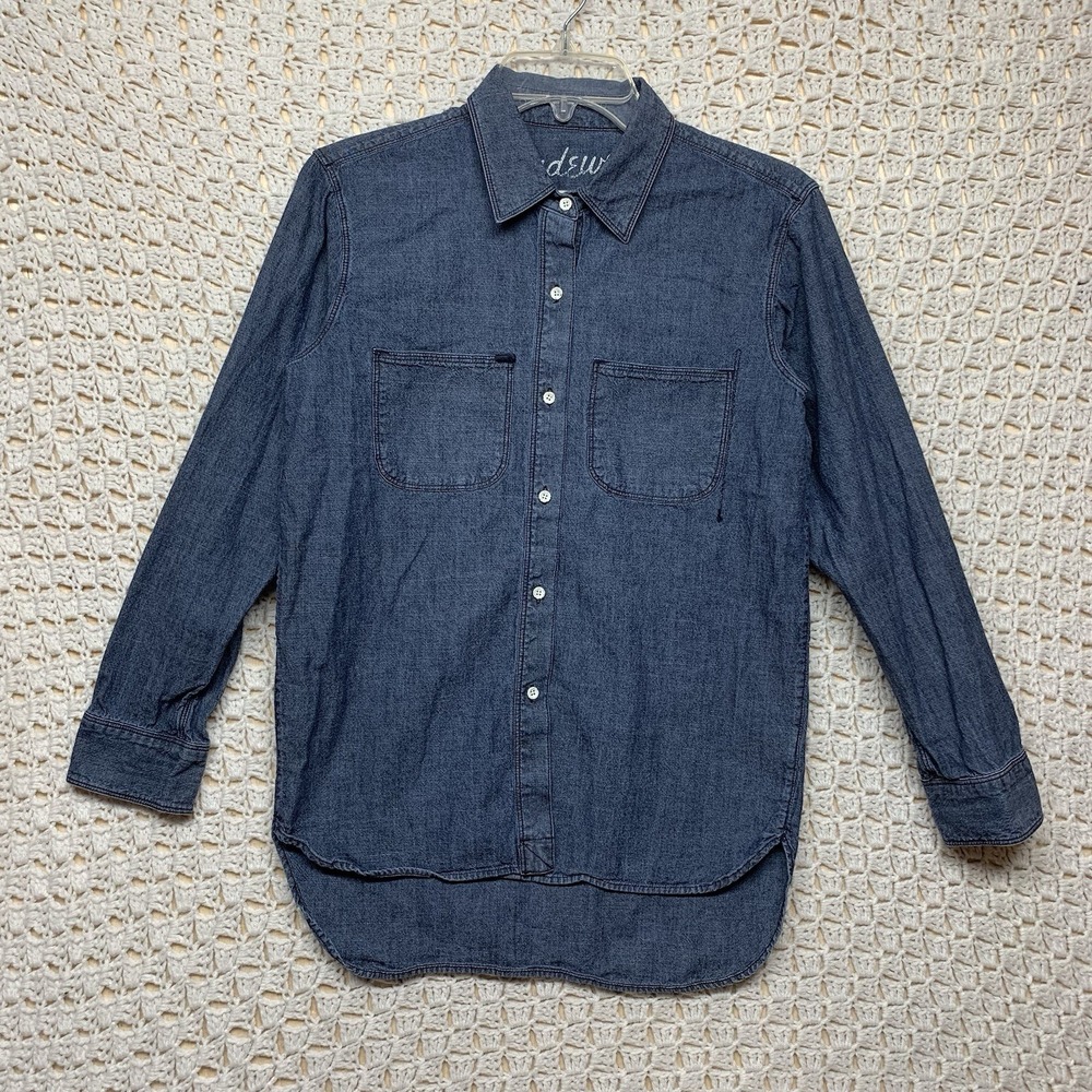 Madewell Denim Button Shirt Women Sz XS Blue Jean Button Up Long Sleeve Cotton‎